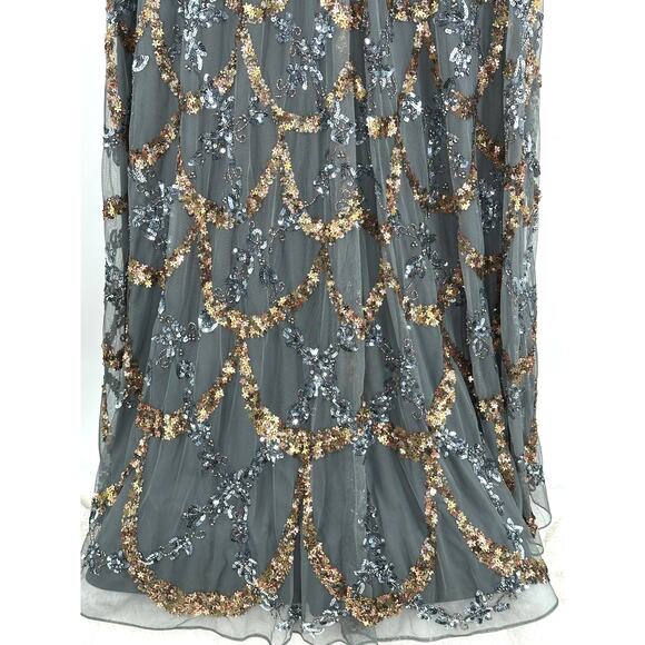 Mac Duggal Charcoal Embellished Illusion High Neck L/S A Line Gown [ 24 ]‎ - Picture 9 of 13